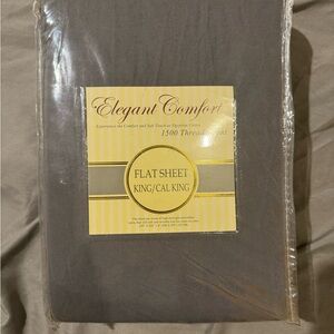 Elegant Comfort Gray Flat Sheet for King/Cal King